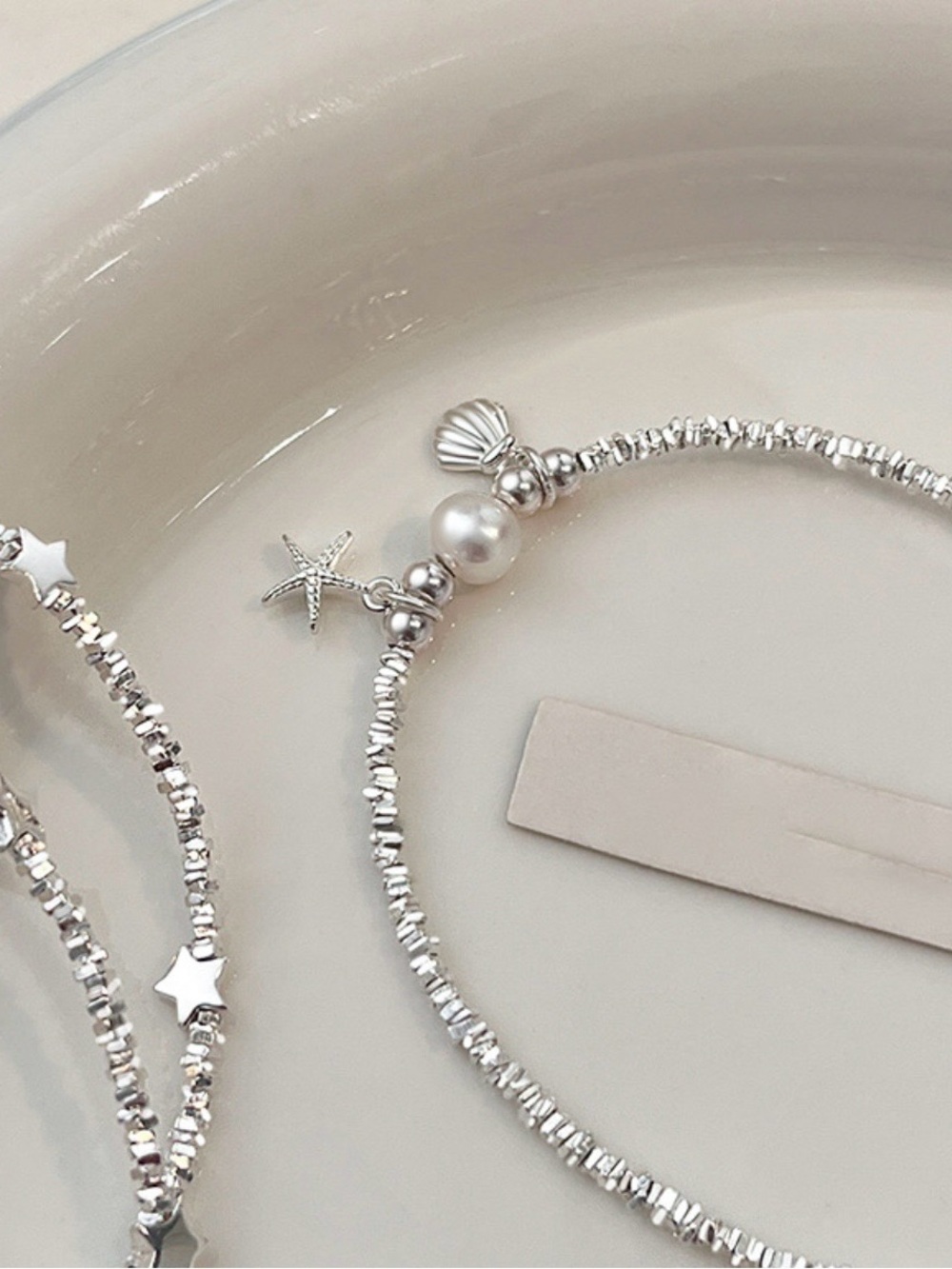 2381 -Ocean Theme Starfish Shell Pendant -Artificial Pearl And 925 Sterling Silv - Picture 4 of 6